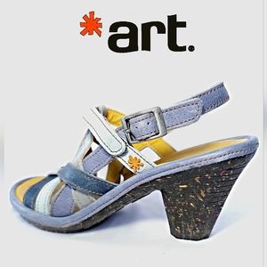 Women's Multicolor Leather Strappy Heeled Sandal